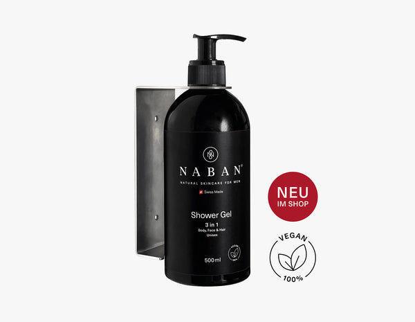 NABAN shower gel 500ml with sturdy wall holder | Swiss natural cosmetics with style | 100% natural | vegan | Buy now! NABAN - Natural Skincare