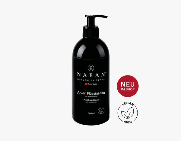 Swiss stone pine liquid soap with pure Swiss stone pine oil | NABAN | The Swiss all-in-one shaving and skin care product for men | 100% natural | vegan | Buy now! NABAN - Natural Skincare for Men