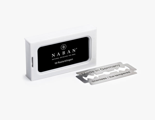 Premium Razor Blades | NABAN | Stainless Steel | Teflon coating |  10 premium razor blades in a practical dispenser
